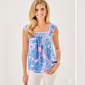 Lilly Pulitzer Gyah Sleeveless Top in Conch Shell Pink Up Scale Size L NWT